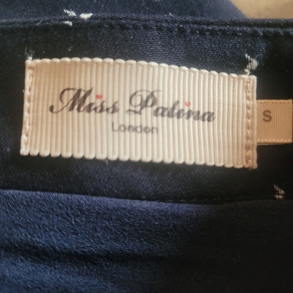 Miss Patina Blue A Line Skirt with Cat Print Hemline S - Picture 4 of 4